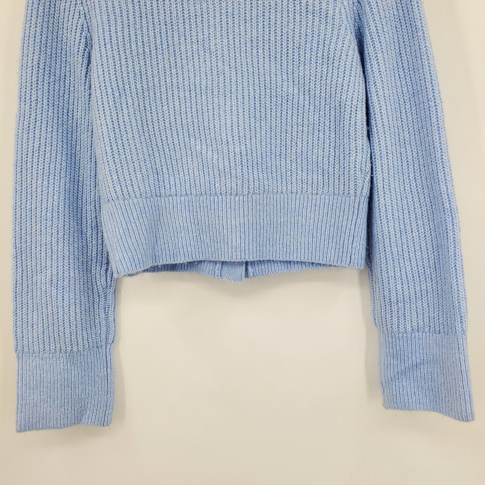 Abercrombie & Fitch Blue Pearl Button Cropped Knit Cardigan S Coquette Preppy - Picture 8 of 11
